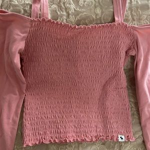 Abrocrombie Kids open shoulder long sleeve pink shirt size 11/12
